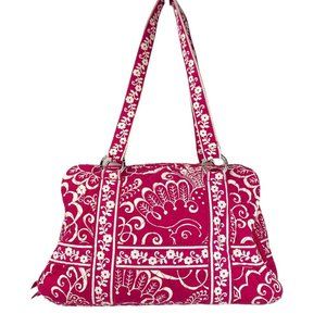 Vera Bradley Twirly Birds Pink Shoulder Handbag 2010 Medium 14” x 5” x 10”